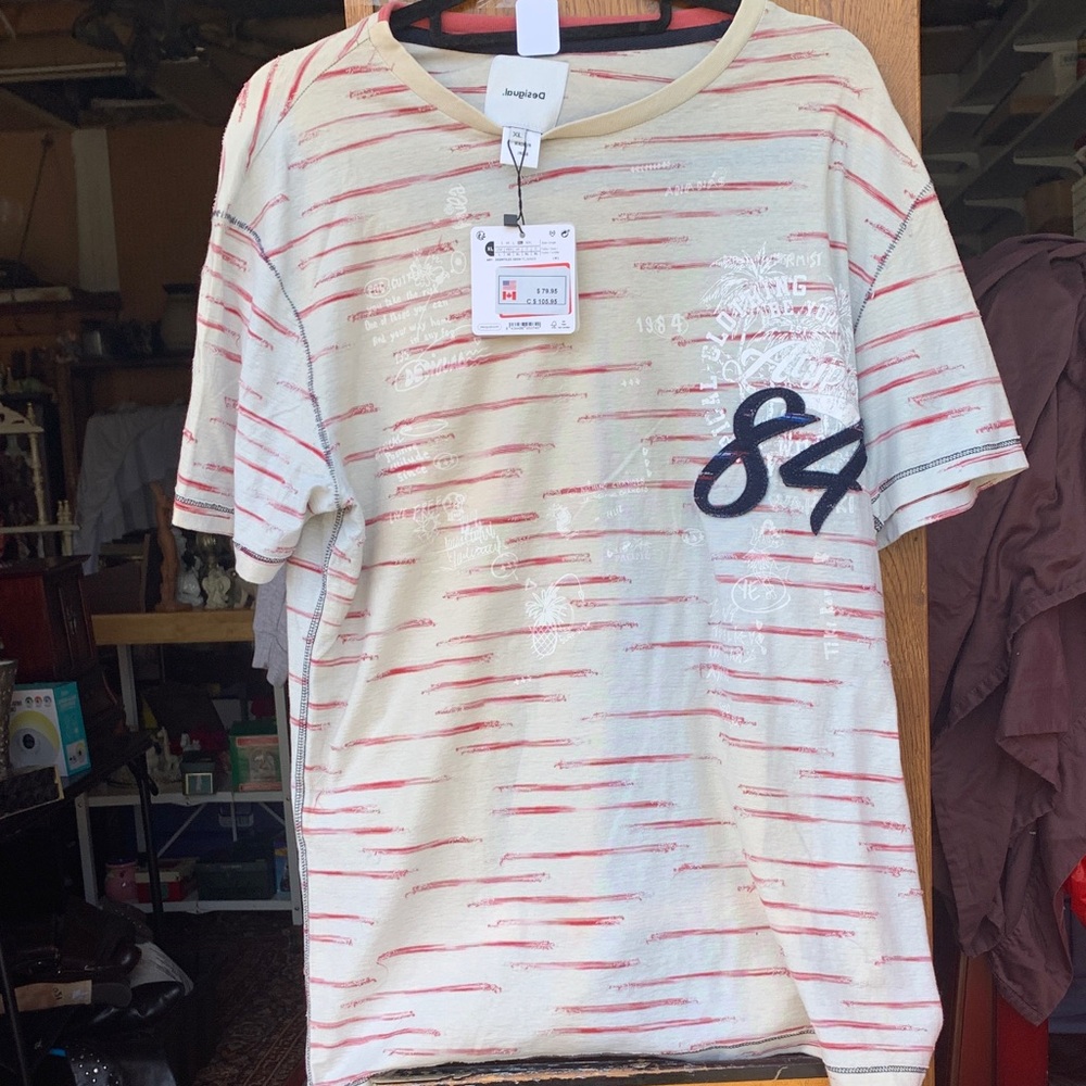 Desigual Beige and Red Graphic T-Shirt
